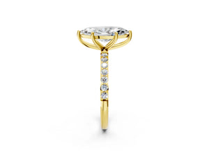 Yellow gold Marquise Cut Diamond Pavé Band Solitaire Ring with Four-Prong Setting_56