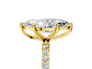 Yellow gold Marquise Cut Diamond Pavé Band Solitaire Ring with Four-Prong Setting_59