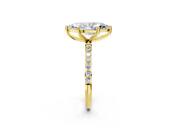 Yellow gold Marquise Cut Diamond Pavé Band Solitaire Ring with Four-Prong Setting_62