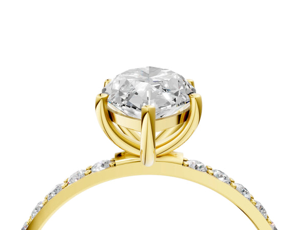 Yellow gold Marquise Cut Diamond Pavé Band Solitaire Ring with Four-Prong Setting_64