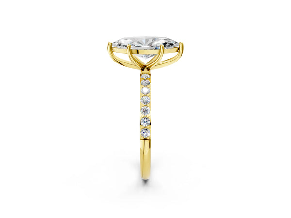 Yellow gold Marquise Cut Diamond Pavé Band Solitaire Ring with Four-Prong Setting_68