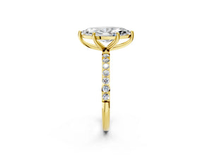 Yellow gold Marquise Cut Diamond Pavé Band Solitaire Ring with Four-Prong Setting_80