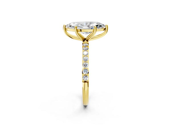 Yellow gold Marquise Cut Diamond Pavé Band Solitaire Ring with Four-Prong Setting_80