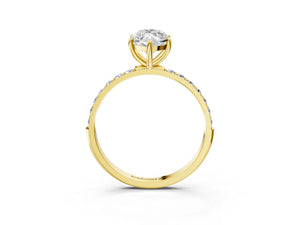 Yellow gold Marquise Cut Diamond Pavé Band Solitaire Ring with Four-Prong Setting_81