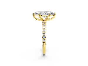 Yellow gold Marquise Cut Diamond Pavé Band Solitaire Ring with Four-Prong Setting_86