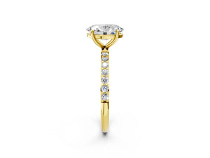 Yellow gold Oval Cut Diamond Pavé Band Solitaire Ring with Four-Prong Setting_14
