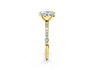 Yellow gold Oval Cut Diamond Pavé Band Solitaire Ring with Four-Prong Setting_26