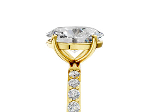 Yellow gold Oval Cut Diamond Pavé Band Solitaire Ring with Four-Prong Setting_29