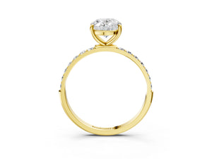 Yellow gold Oval Cut Diamond Pavé Band Solitaire Ring with Four-Prong Setting_33