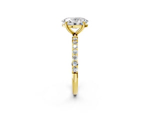 Yellow gold Oval Cut Diamond Pavé Band Solitaire Ring with Four-Prong Setting_38