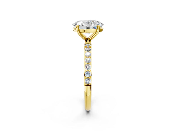 Yellow gold Oval Cut Diamond Pavé Band Solitaire Ring with Four-Prong Setting_38