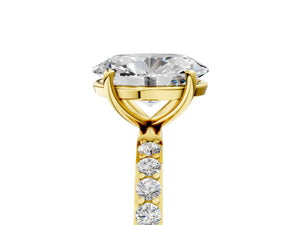 Yellow gold Oval Cut Diamond Pavé Band Solitaire Ring with Four-Prong Setting_41