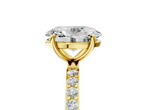 Yellow gold Oval Cut Diamond Pavé Band Solitaire Ring with Four-Prong Setting_47