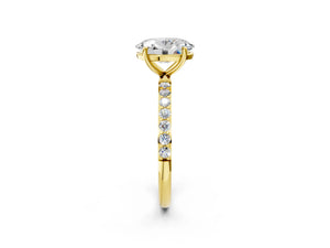 Yellow gold Oval Cut Diamond Pavé Band Solitaire Ring with Four-Prong Setting_50