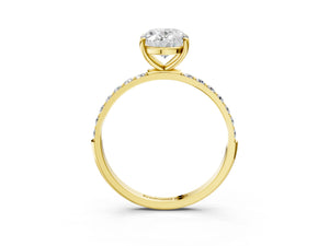 Yellow gold Oval Cut Diamond Pavé Band Solitaire Ring with Four-Prong Setting_51