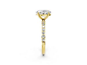 Yellow gold Oval Cut Diamond Pavé Band Solitaire Ring with Four-Prong Setting_56