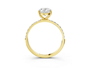 Yellow gold Oval Cut Diamond Pavé Band Solitaire Ring with Four-Prong Setting_57