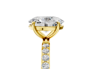 Yellow gold Oval Cut Diamond Pavé Band Solitaire Ring with Four-Prong Setting_5