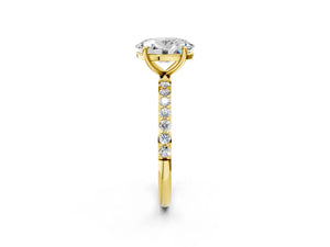 Yellow gold Oval Cut Diamond Pavé Band Solitaire Ring with Four-Prong Setting_62