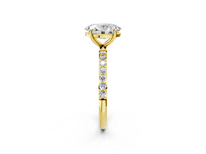 Yellow gold Oval Cut Diamond Pavé Band Solitaire Ring with Four-Prong Setting_68