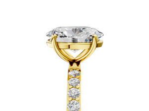 Yellow gold Oval Cut Diamond Pavé Band Solitaire Ring with Four-Prong Setting_89