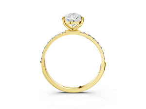 Yellow gold Pear Cut Diamond Pavé Band Solitaire Ring with Four-Prong Setting_27