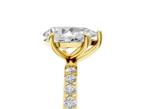 Yellow gold Pear Cut Diamond Pavé Band Solitaire Ring with Four-Prong Setting_47
