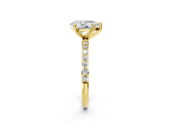 Yellow gold Pear Cut Diamond Pavé Band Solitaire Ring with Four-Prong Setting_56