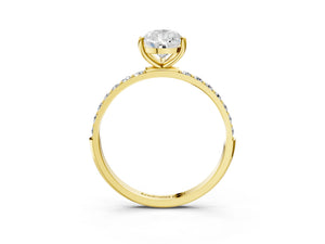 Yellow gold Pear Cut Diamond Pavé Band Solitaire Ring with Four-Prong Setting_57
