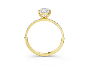 Yellow gold Pear Cut Diamond Pavé Band Solitaire Ring with Four-Prong Setting_81