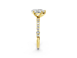 Yellow gold Pear Cut Diamond Pavé Band Solitaire Ring with Four-Prong Setting_92