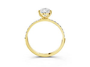 Yellow gold Pear Cut Diamond Pavé Band Solitaire Ring with Four-Prong Setting_93