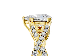 Yellow gold Pear Solitaire Twist Band with Pavé Setting and Four-Prong Setting_65