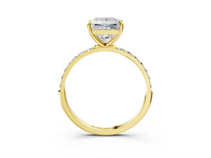 Yellow gold Princess Cut Diamond Pavé Band Solitaire Ring with Four-Prong Setting_27