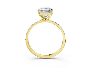 Yellow gold Princess Cut Diamond Pavé Band Solitaire Ring with Four-Prong Setting_39