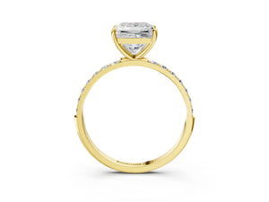 Yellow gold Princess Cut Diamond Pavé Band Solitaire Ring with Four-Prong Setting_51