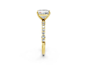 Yellow gold Princess Cut Diamond Pavé Band Solitaire Ring with Four-Prong Setting_80