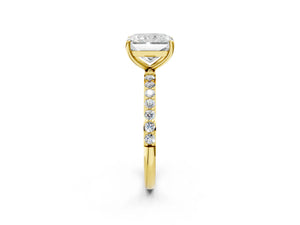Yellow gold Radiant Cut Diamond Pavé Band Solitaire Ring with Four-Prong Setting_104