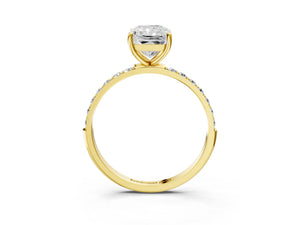 Yellow gold Radiant Cut Diamond Pavé Band Solitaire Ring with Four-Prong Setting_105