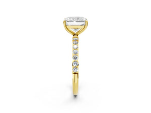 Yellow gold Radiant Cut Diamond Pavé Band Solitaire Ring with Four-Prong Setting_116