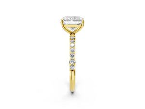 Yellow gold Radiant Cut Diamond Pavé Band Solitaire Ring with Four-Prong Setting_122