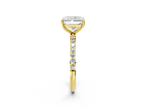 Yellow gold Radiant Cut Diamond Pavé Band Solitaire Ring with Four-Prong Setting_14