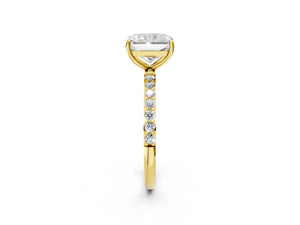 Yellow gold Radiant Cut Diamond Pavé Band Solitaire Ring with Four-Prong Setting_20