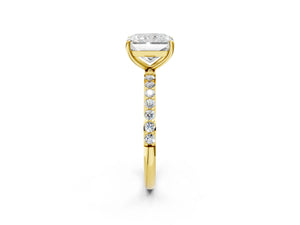 Yellow gold Radiant Cut Diamond Pavé Band Solitaire Ring with Four-Prong Setting_26