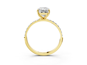 Yellow gold Radiant Cut Diamond Pavé Band Solitaire Ring with Four-Prong Setting_3