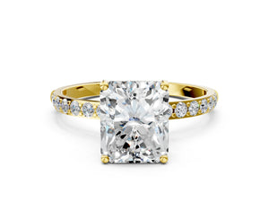 Yellow gold Radiant Cut Diamond Pavé Band Solitaire Ring with Four-Prong Setting_42
