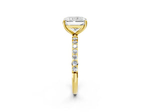 Yellow gold Radiant Cut Diamond Pavé Band Solitaire Ring with Four-Prong Setting_44
