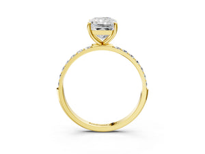 Yellow gold Radiant Cut Diamond Pavé Band Solitaire Ring with Four-Prong Setting_51