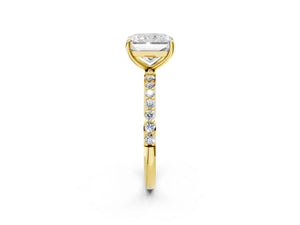 Yellow gold Radiant Cut Diamond Pavé Band Solitaire Ring with Four-Prong Setting_56