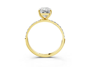 Yellow gold Radiant Cut Diamond Pavé Band Solitaire Ring with Four-Prong Setting_57